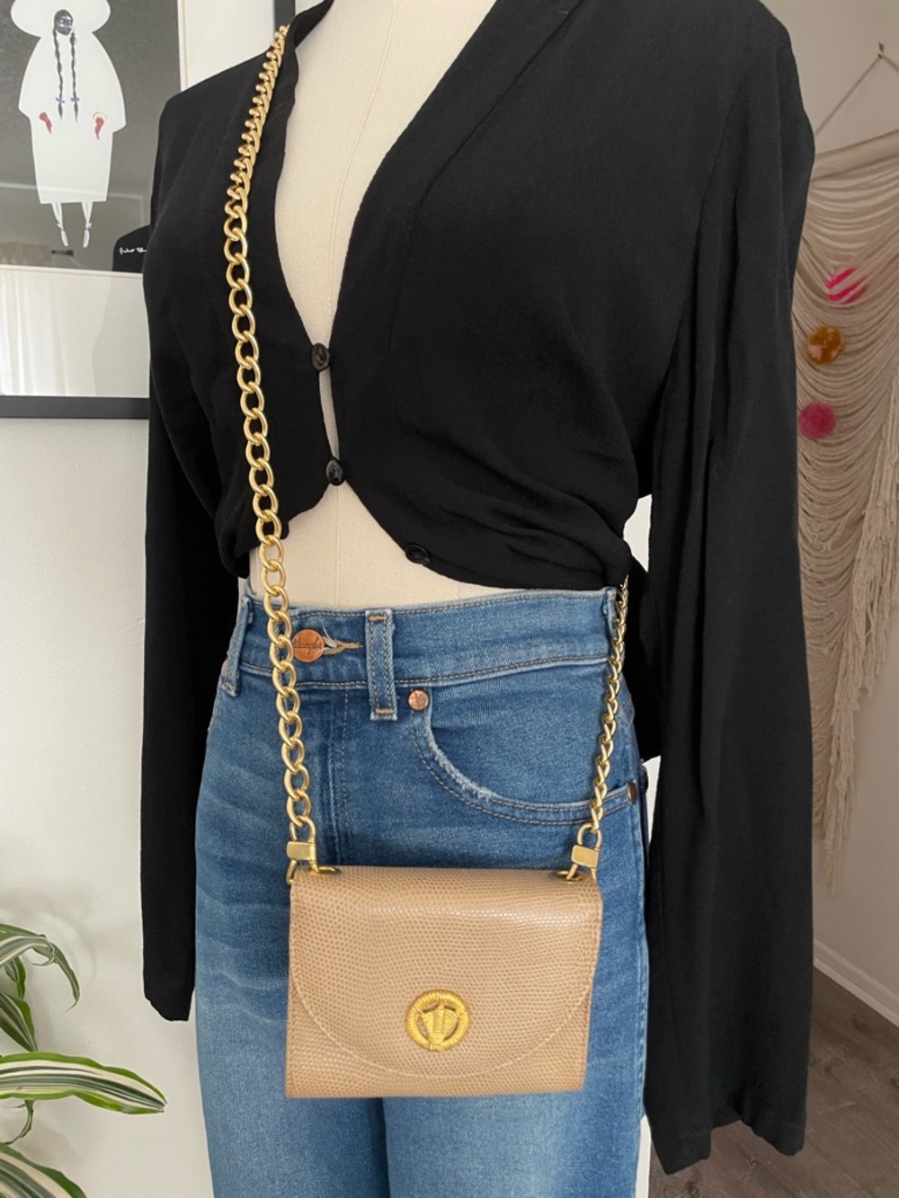 RARE - LOUIS FERAUD Tan Leather Covertible Crossbody and Belt Bag